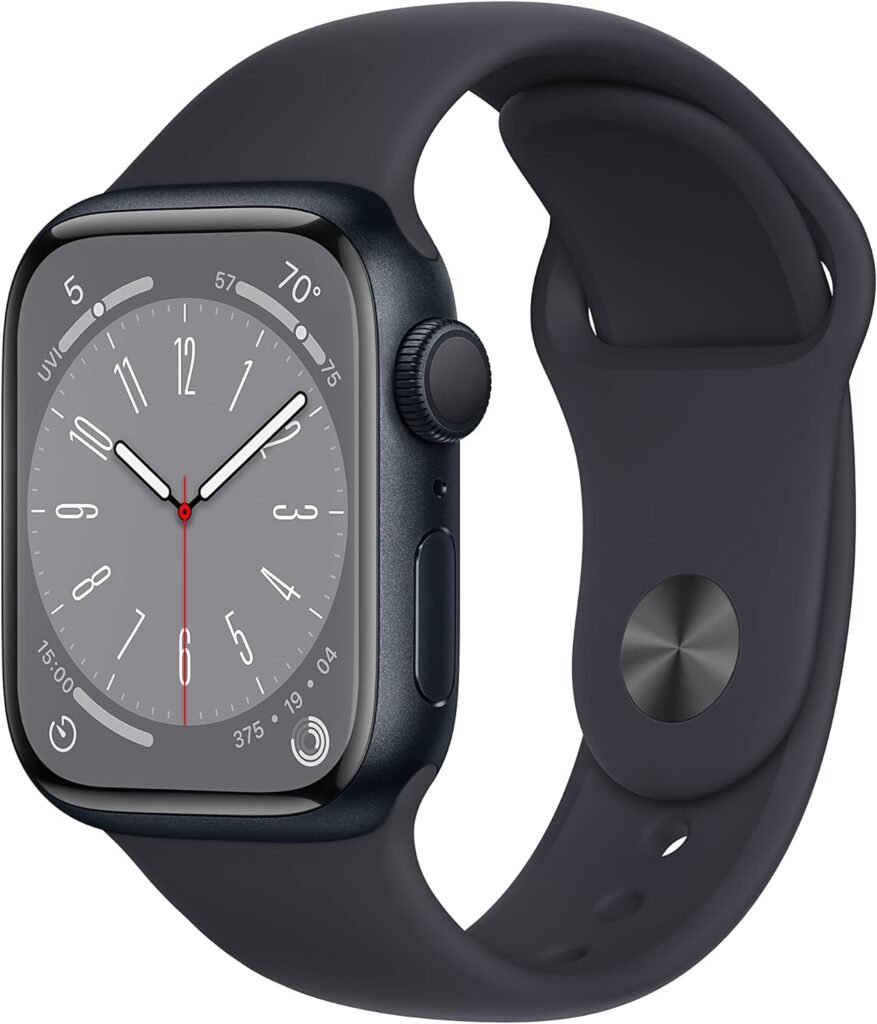 Apple Watch Series 8 [GPS 41mm] Smart Watch w/Midnight Aluminum Case with Midnight Sport Band - S/M. Fitness Tracker, Blood Oxygen ECG Apps, Always-On Retina Display, Water Resistant