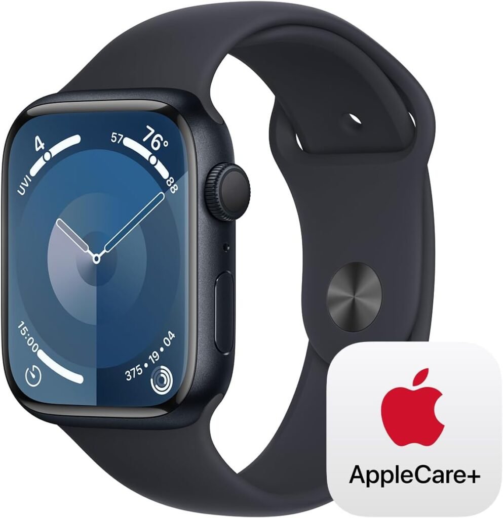 Apple Watch Series 9 [GPS 45mm] Smartwatch with Storm Blue Aluminum Case with Silver Sport Band M/L. Fitness Tracker, Blood Oxygen ECG Apps, Always-On Retina Display