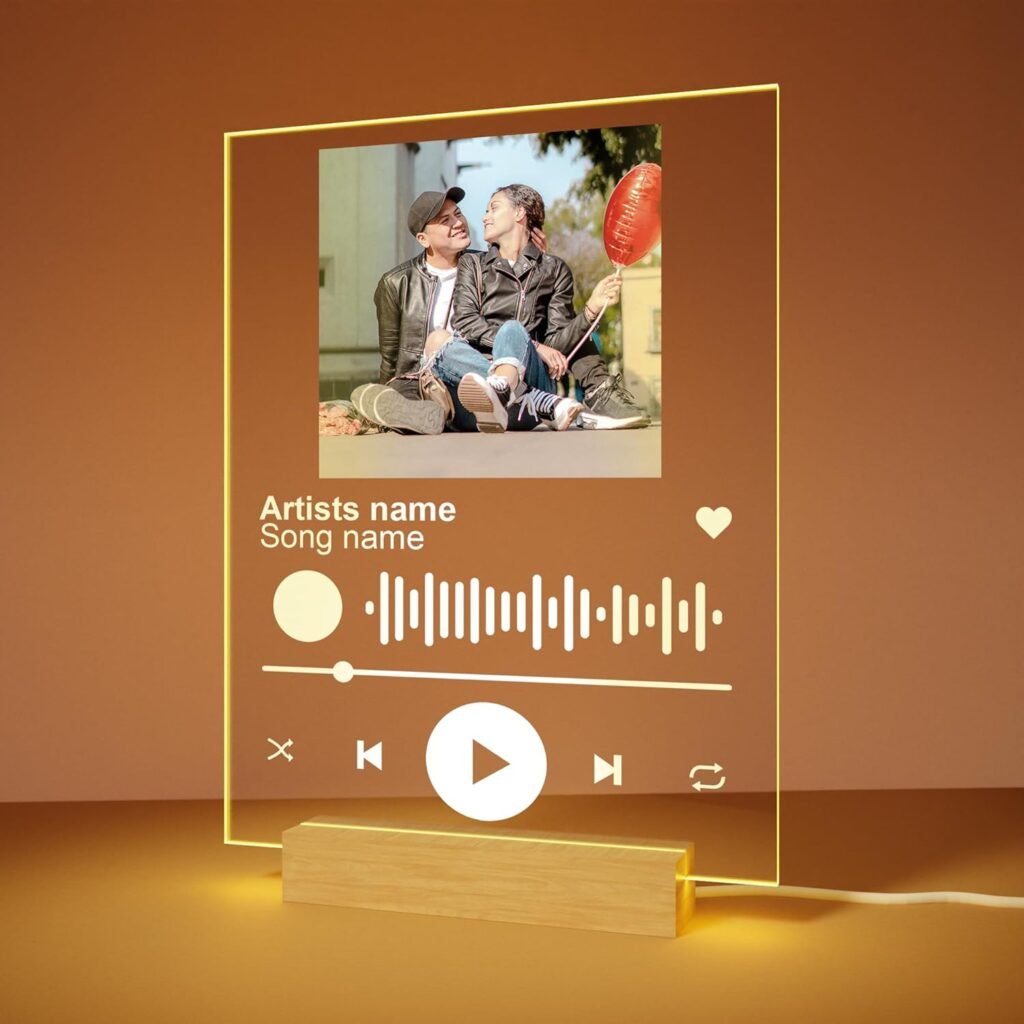 EGD Acrylic Personalized Gifts Spotify Plaque | Customized Valentines Day Gifts For Him Her | Choose Your Favorite Photo Song For A Unique Personalized Valentines Day Gift