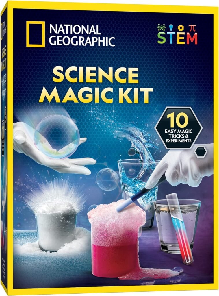 NATIONAL GEOGRAPHIC Magic Chemistry Set – Science Kit for Kids with 10 Amazing Magic Tricks, STEM Projects and Science Experiments, Toys, Great Gift for Boys and Girls 8-12 (Amazon Exclusive)