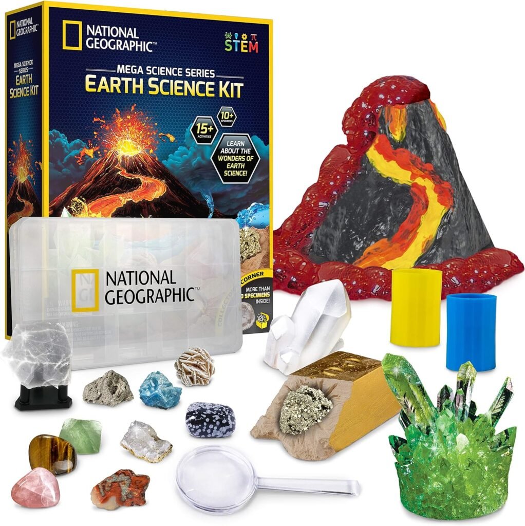 National Geographic STEM Science Kit - 15+ Experiments, Crystal Growing, Volcano Kit, Dig Kits Gemstones for Kids - Amazon Exclusive