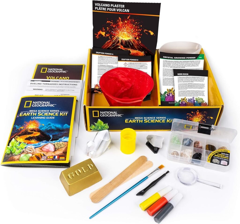 National Geographic STEM Science Kit - 15+ Experiments, Crystal Growing, Volcano Kit, Dig Kits Gemstones for Kids - Amazon Exclusive